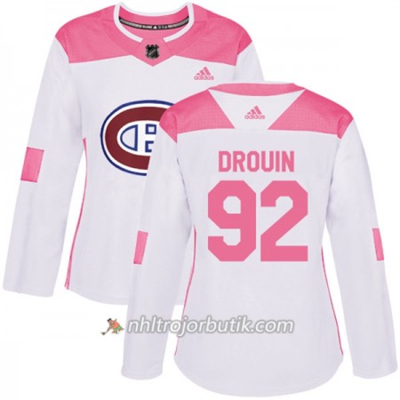 Dame Ishockey Montreal Canadiens Tröja Jonathan Drouin 92 Adidas 2017-2018 Vit Rosa Fashion Authentic